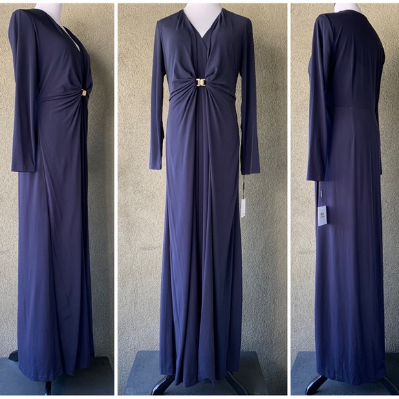 Calvin Klein Navy Jersey Maxi-Dress NWT size 12 - Picture 3 of 11